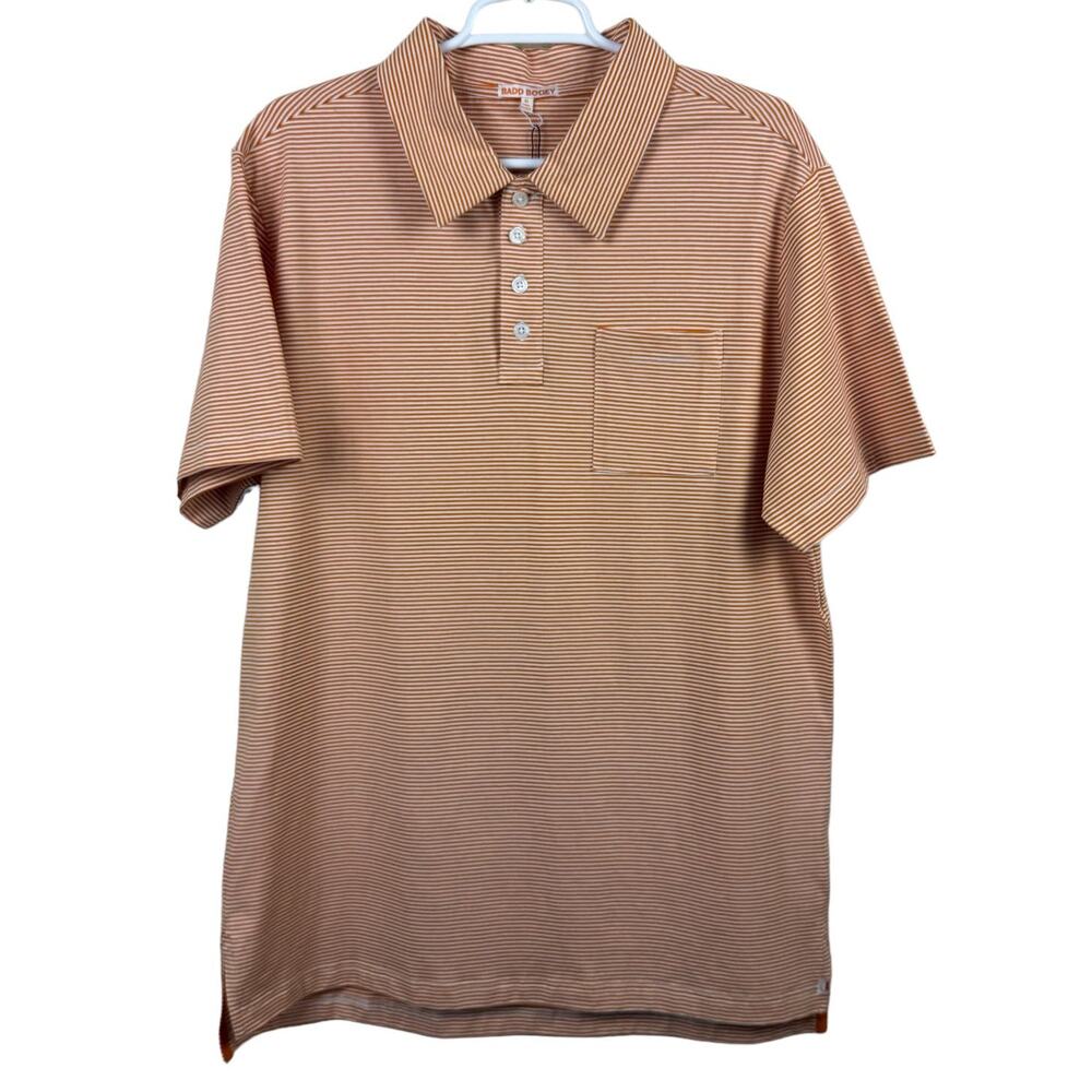 Men's Badd Bogey Orange Striped Polo Short Sleeve Pima Cotton Blend Golf Shirt M